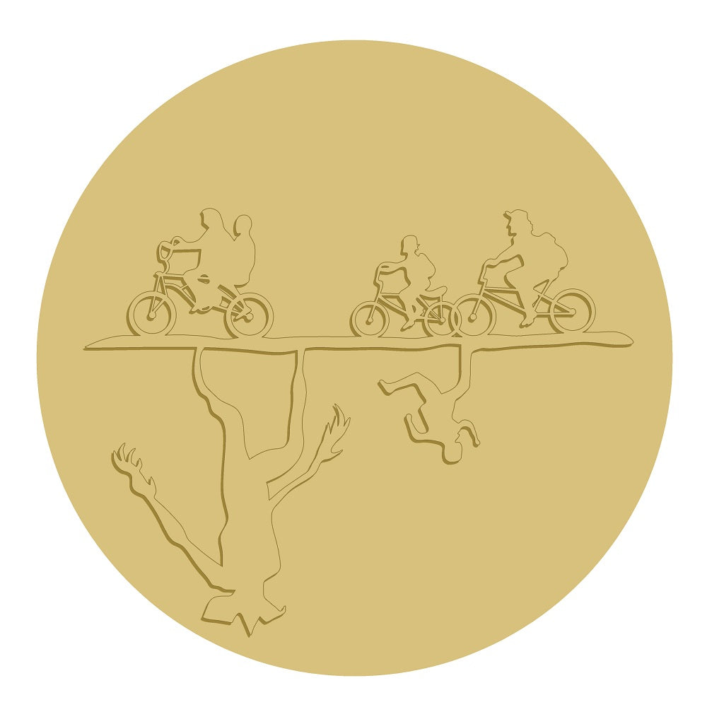 3D Round MDF Cutout Stranger Things  With An Alien- Unfinished For DIY