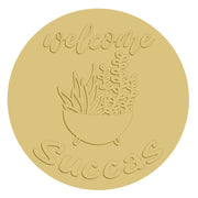 3D Round MDF Cutout Welcome Succas In Pot With Succulents - Unfinished For DIY