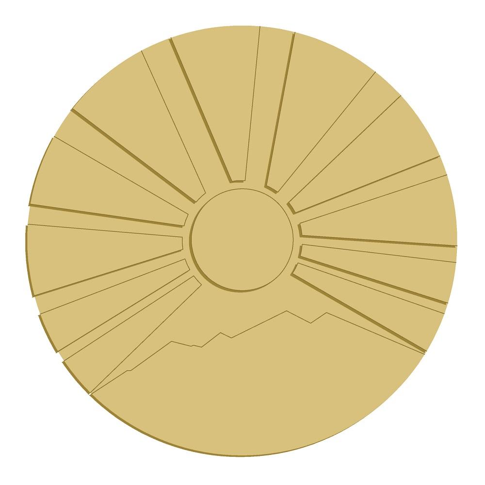 3D Sunburst MDF Cut Out With Mountain Ridge - Unfinished For DIY