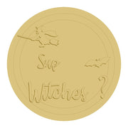 3D Round MDF Cutout Sup Witches On A Broom Bat - Unfinished For DIY