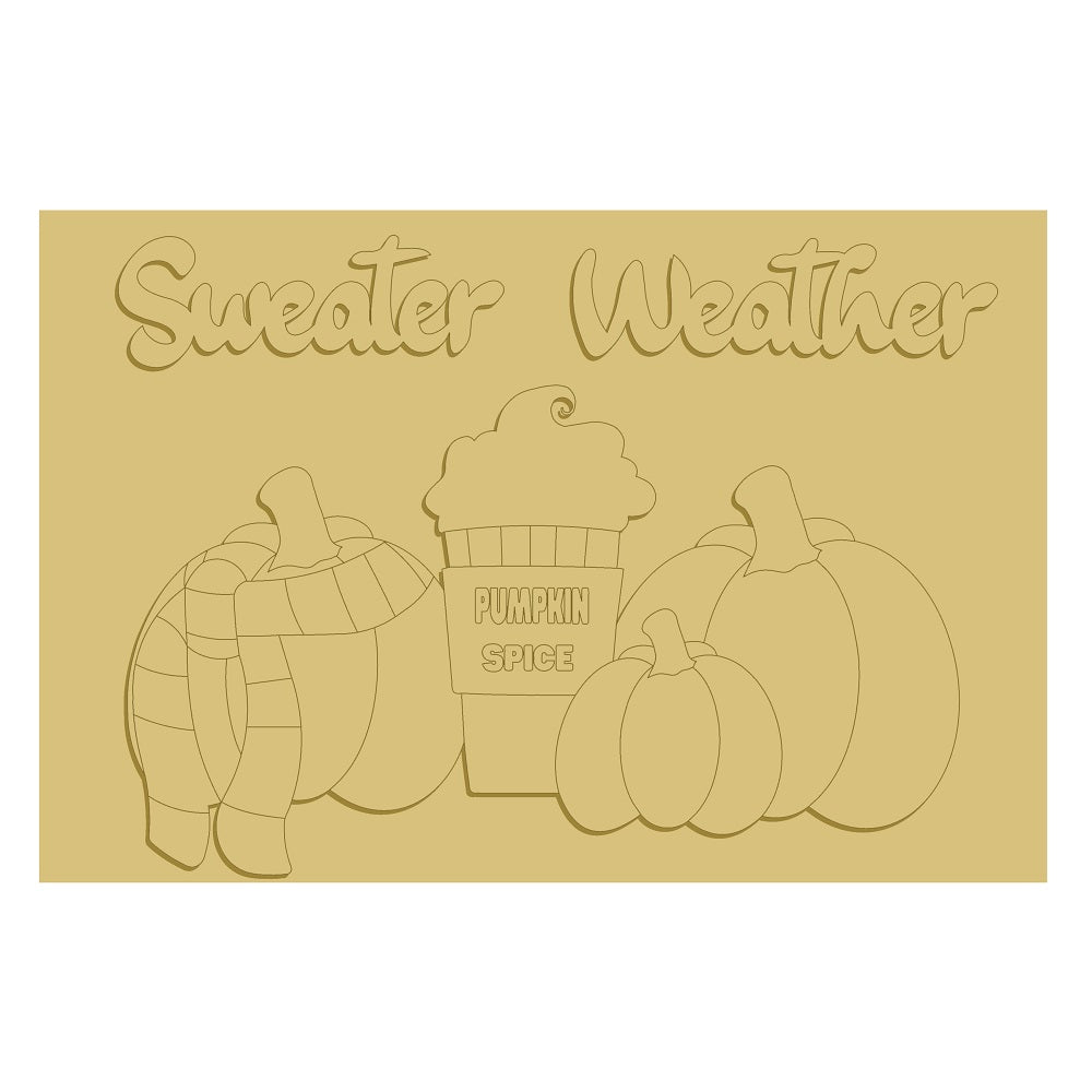 3D Rectangle MDF Cutout Sweater Weather Pumpkin Spice - Unfinished For DIY