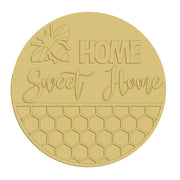 3D Round MDF Cutout Bee With Home Sweet Home Phrase And Honeycomb Pattern - Unfinished For DIY