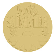 3D Round MDF Cutout Hello Summer Bee With Sun - Unfinished For DIY
