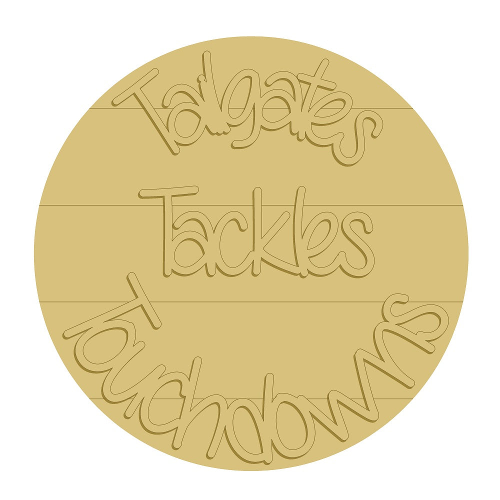 3D Round MDF Cutout Tailgates Tackles Touchdowns - Unfinished For DIY