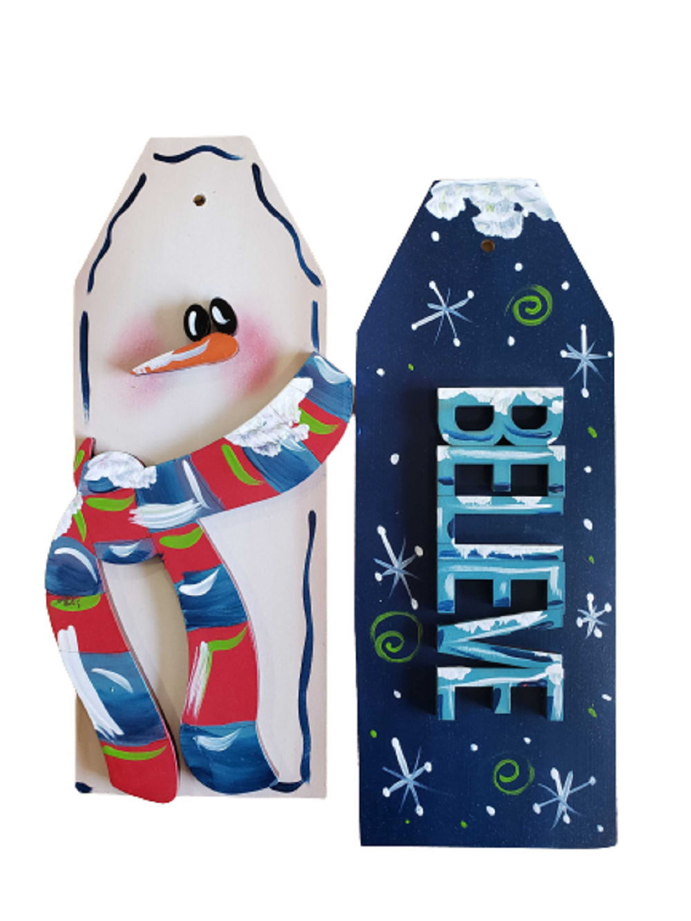 3D Tag MDF Cutout Believe Snowman - Unfinished For DIY