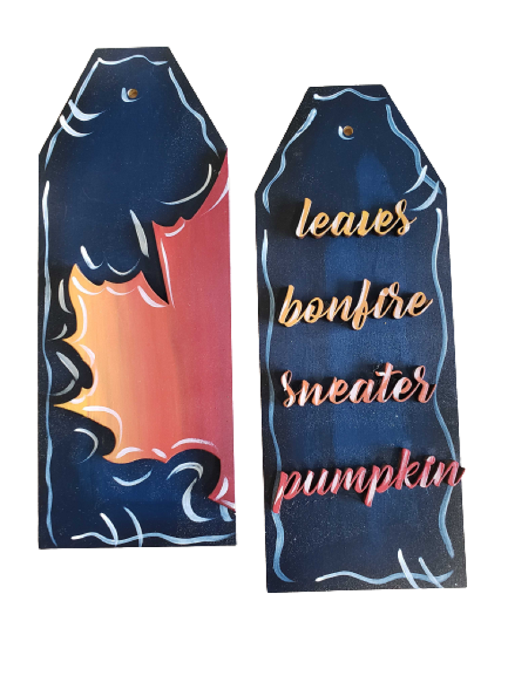 3D Tag MDF Cutout Leaves Pumpkin Sweater Bonfire - Unfinished For DIY