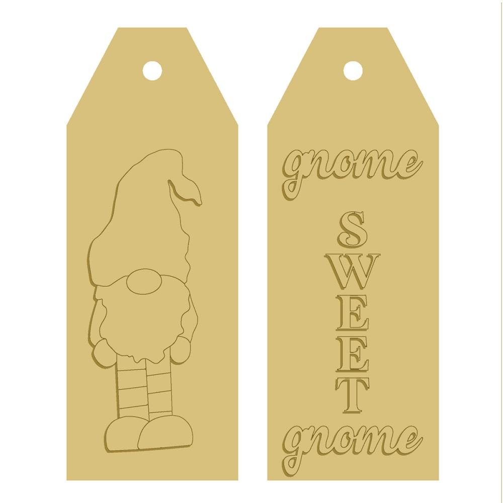 3D Tag MDF Cutout Gnome Sweet Gnome - Unfinished For DIY