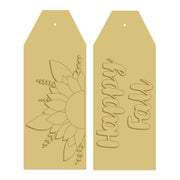 3D Tag MDF Cut Out Sunflower Harvest Fall Script - Unfinished For DIY