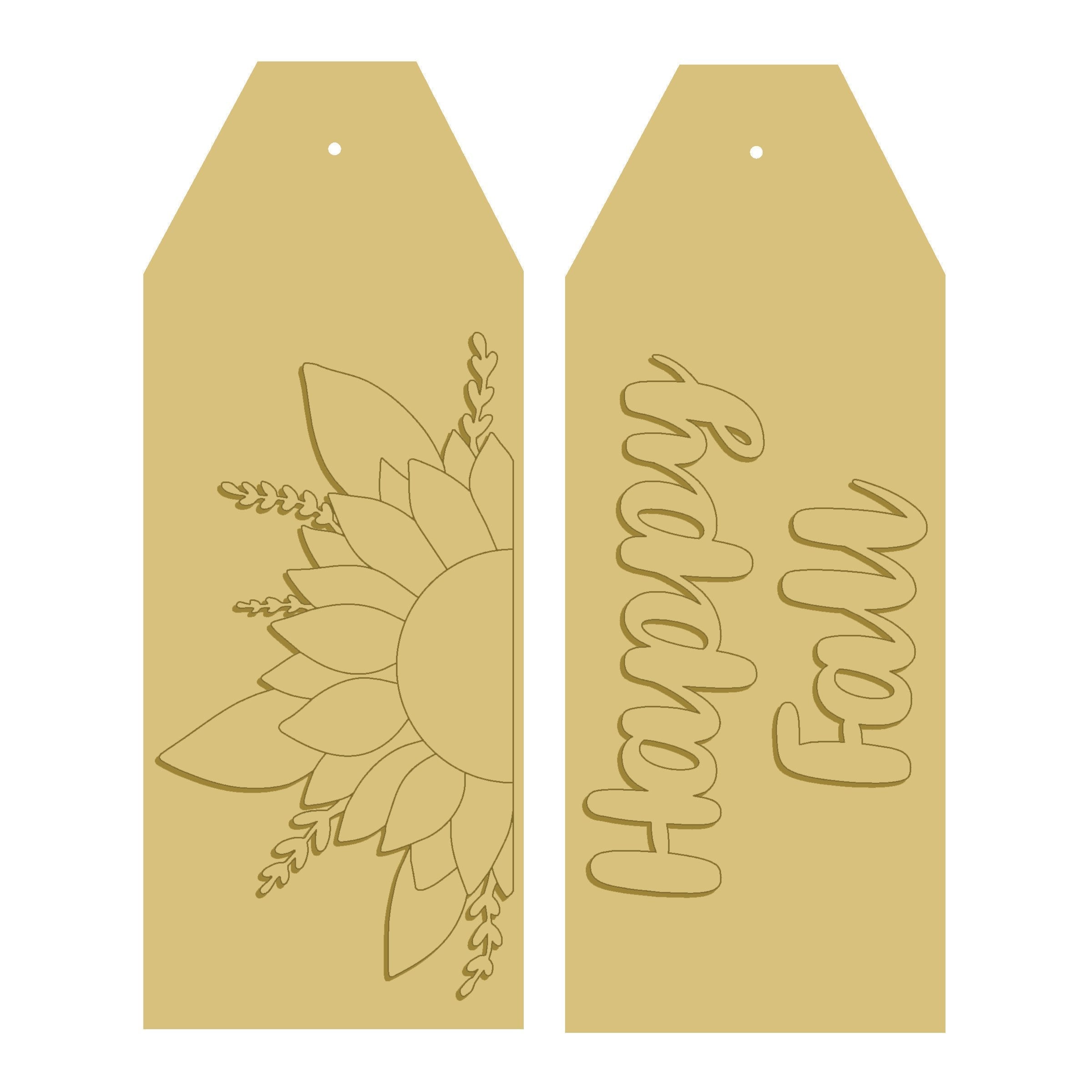 3D Tag MDF Cut Out Sunflower Harvest Fall Script - Unfinished For DIY