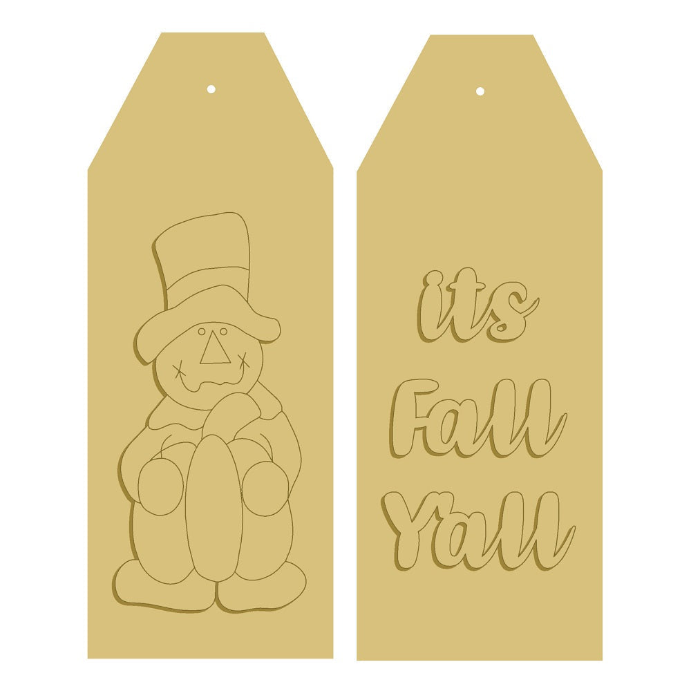 PPHQ 3D It's Fall Y'all Tag Unfinished Wood Cutout Style 1