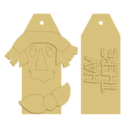 3D Tag MDF Cutout Scarecrow With Hat And Bow And Thanks - Unfinished For DIY