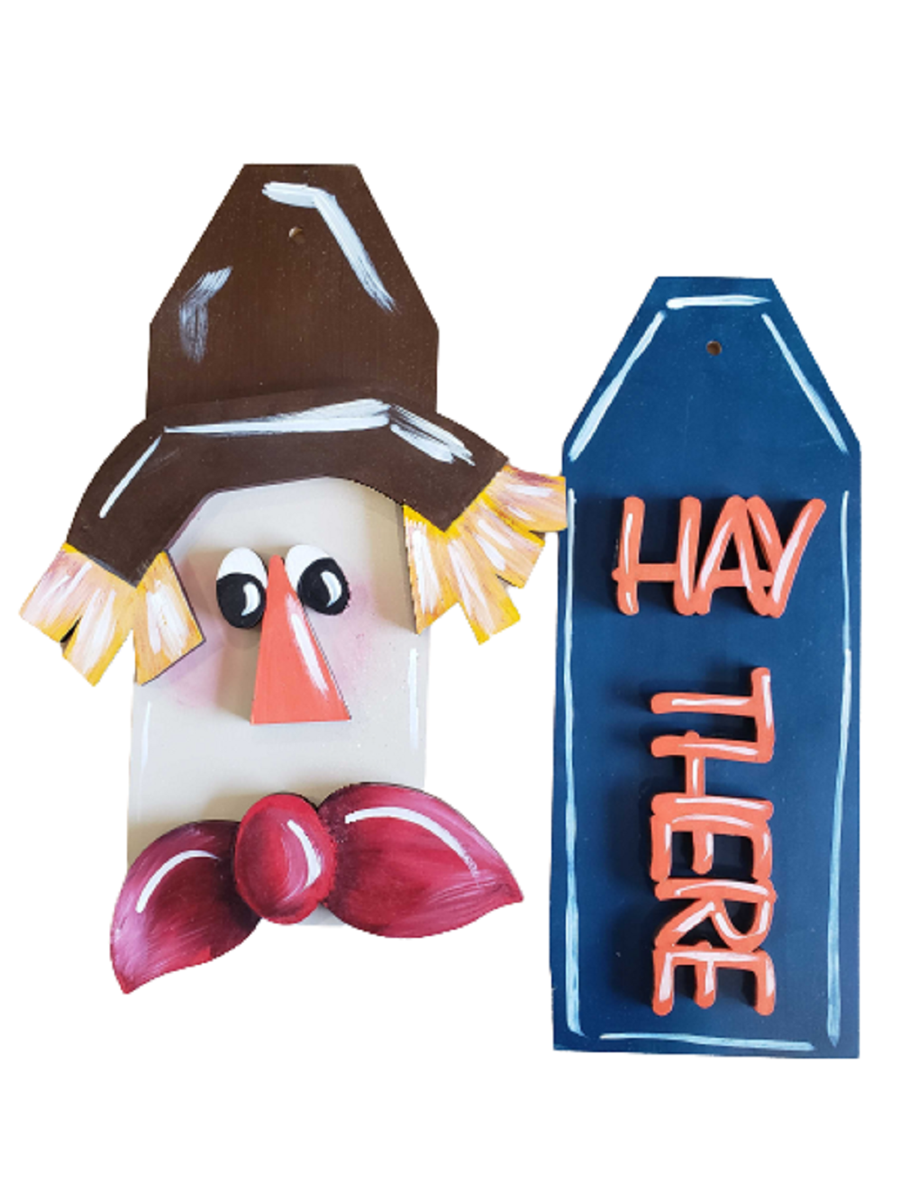 3D Tag MDF Cutout Scarecrow With Hat And Bow And Thanks - Unfinished For DIY