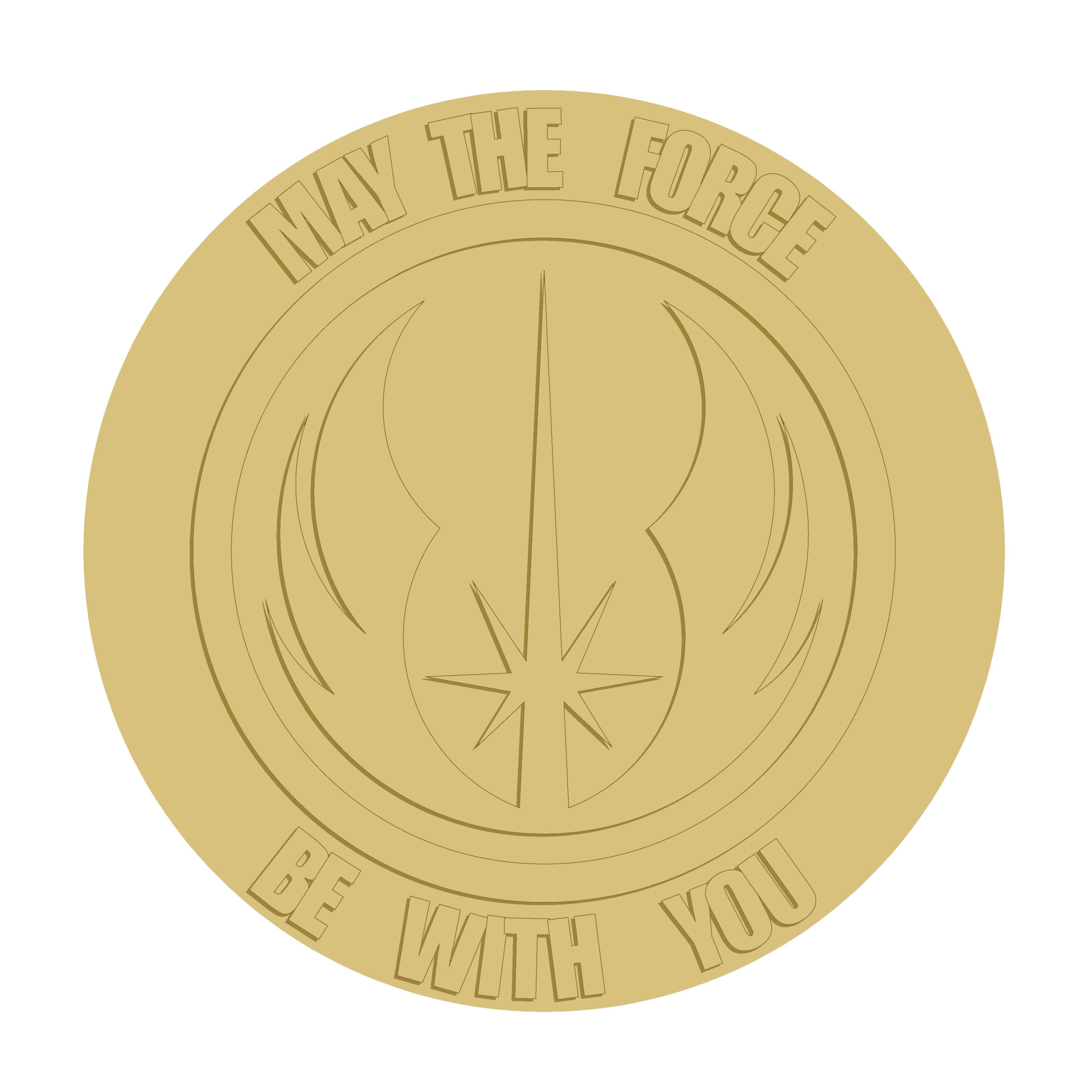 3D Round MDF Cutout May The Force Be With You - Unfinished For DIY