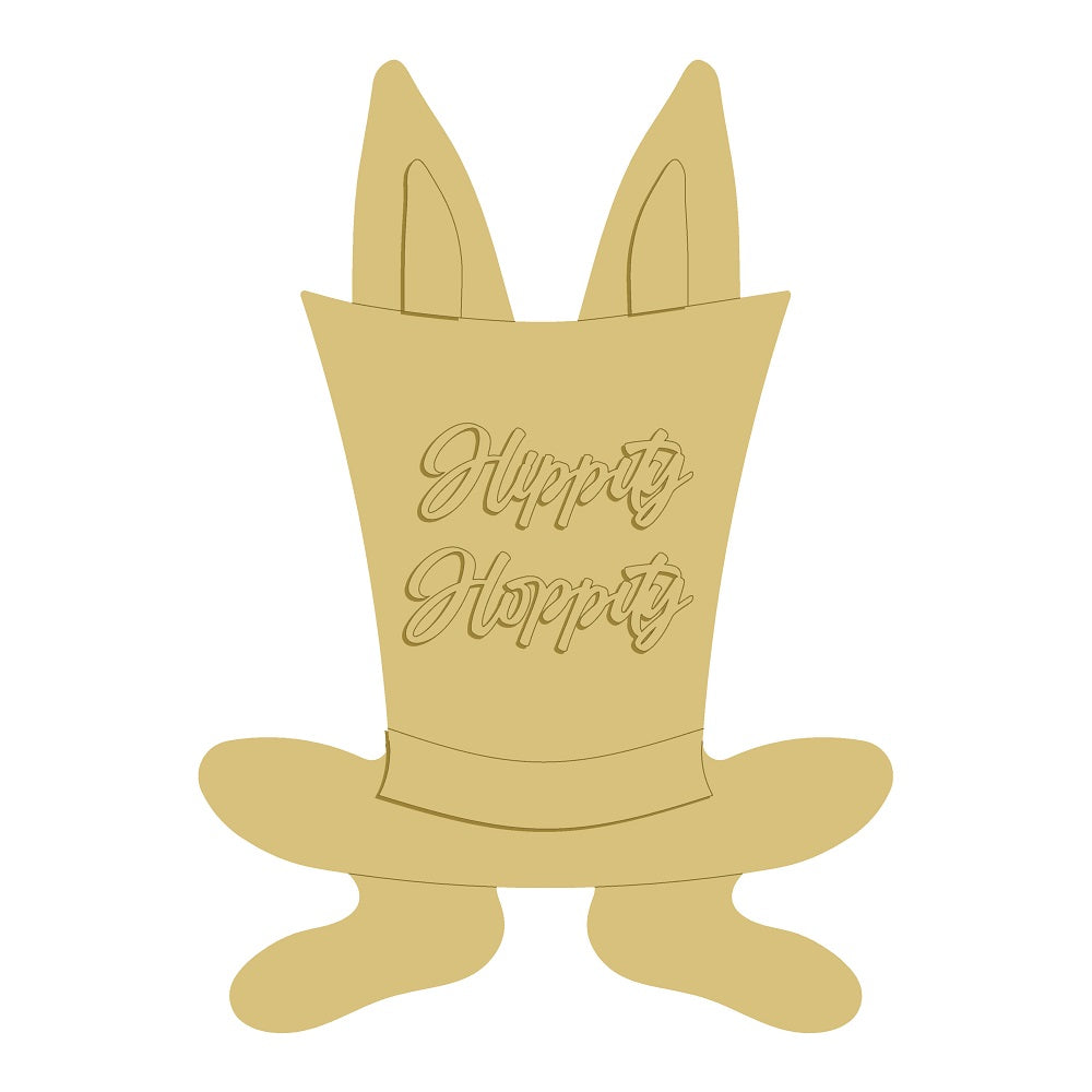 3D Top Hat MDF Cutout Hippity Hoppity - Unfinished For DIY
