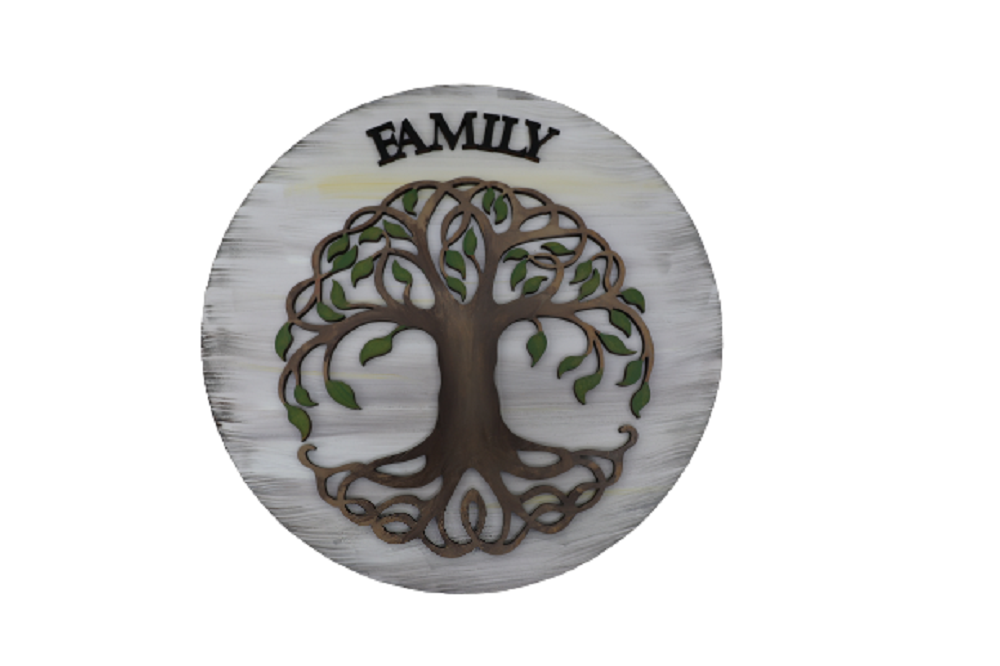 3D Round MDF Cutout Family Tree Of Life - Unfinished For DIY