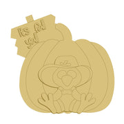 3D Pumpkin MDF Cutout It's Fall Ya'll Sign With 3D Turkey - Unfinished For DIY