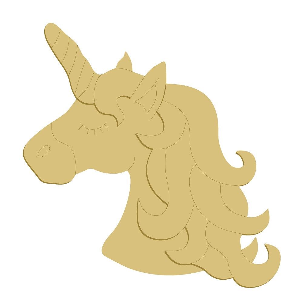 3D Unicorn Head Unfinished Wood Cutout Style 1 Art 1