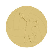 3D Round MDF Cutout Volleyball Player Silhouette - Unfinished For DIY