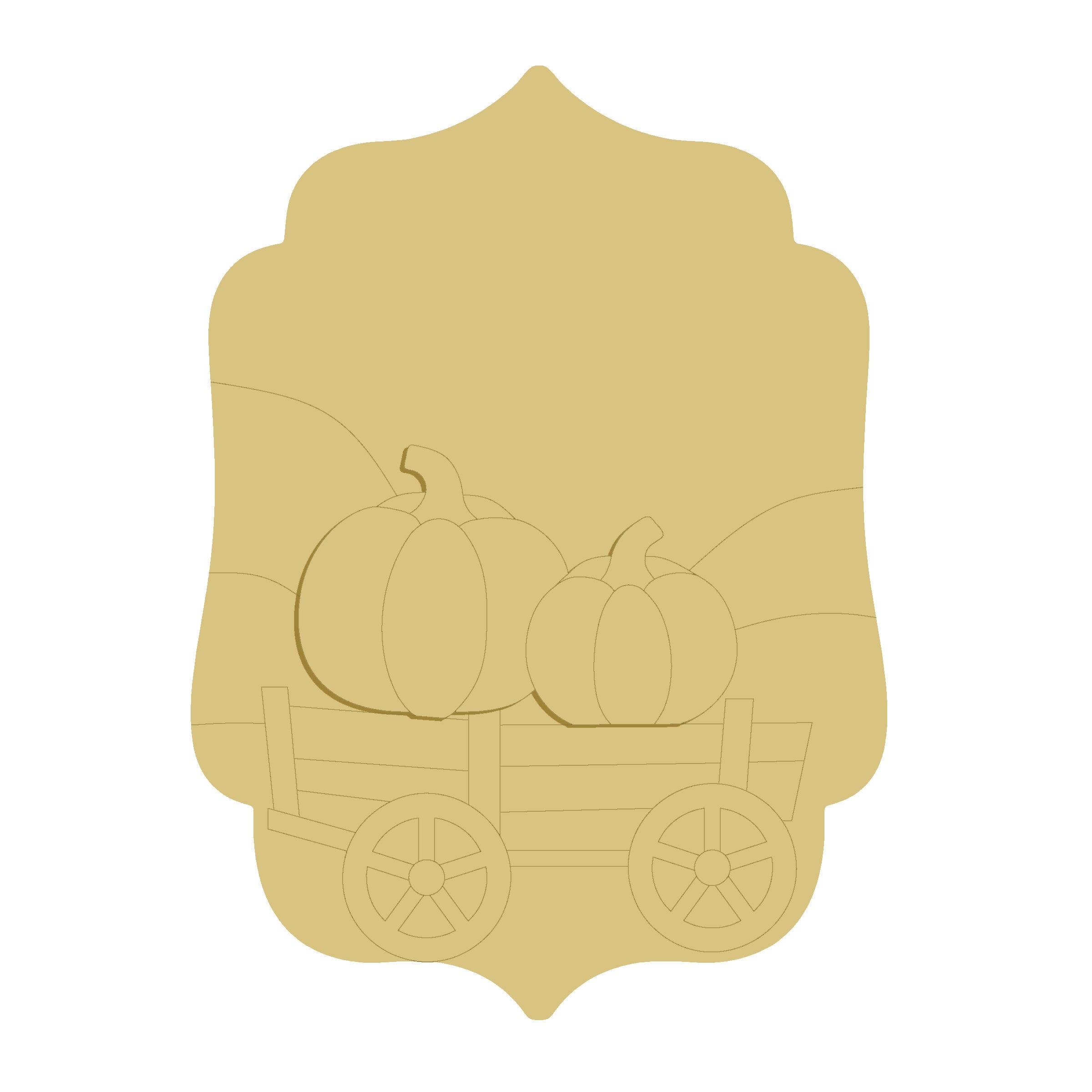 3D  MDF Cutout  Fall Pumpkins Wagon - Unfinished For DIY