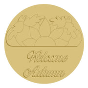 3D Round MDF Cutout Welcome Autumn - Unfinished For DIY