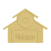 3D Barn MDF Cutout Welcome Wreath Sign - Unfinished For DIY