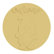 3D Round MDF Cut Out Welcome Gnome With Pumpkin - Unfinished For DIY