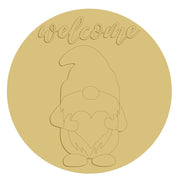 3D Round MDF Cutout Welcome Gnome With Heart - Unfinished For DIY