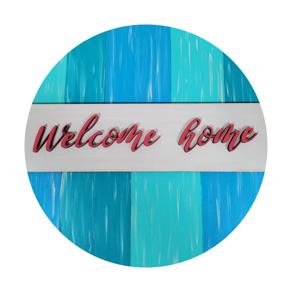 3D Round MDF Cutout Welcome Home - Unfinished For DIY