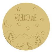 3D Round MDF Cutout Welcome Mountains With Animals - Unfinished For DIY