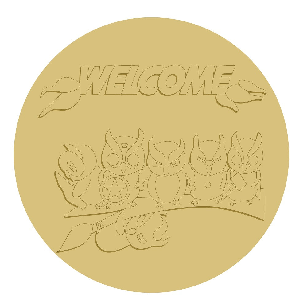 3D Welcome Owls Unfinished Wood Cutout Style 1