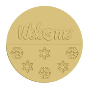 3D Round MDF Cutout Welcome With Snowma Head and Snowflakes - Unfinished For DIY