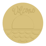 3D Round MDF Cutout Welcome Waves And Sun - Unfinished For DIY