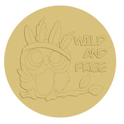 3D Round MDF Cutout Wild And Free Owl - Unfinished For DIY