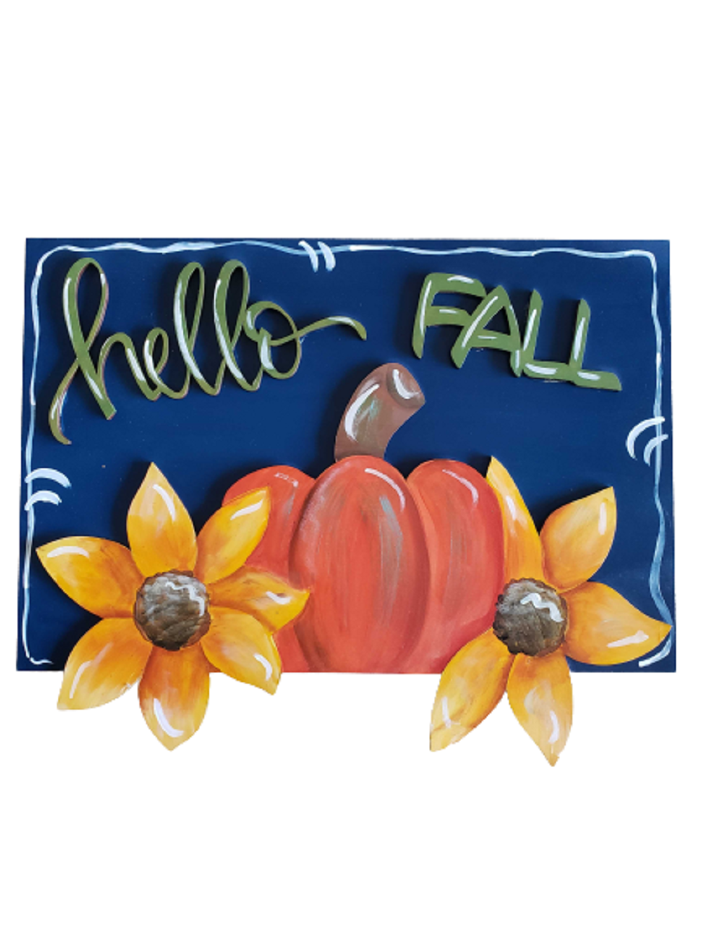 Design By Line Pumpkin MDF Cutout Hello Fall Sunflower- Unfinished For DIY