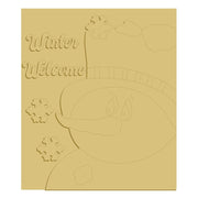3D Square MDF Cutout Winter Welcome - Unfinished For DIY