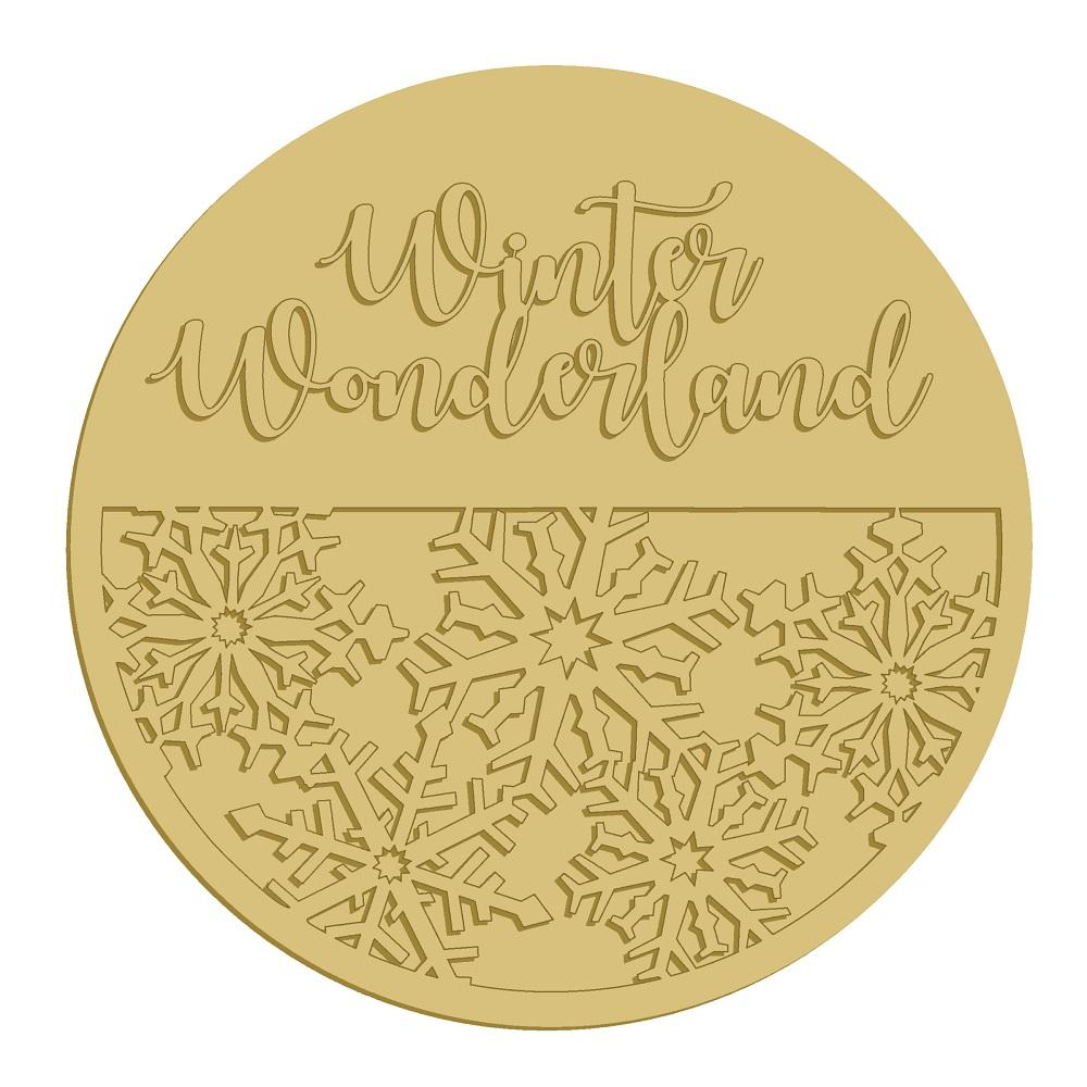 3D Round MDF Cutout Winter Wonderland Snowflake Panel - Unfinished For DIY