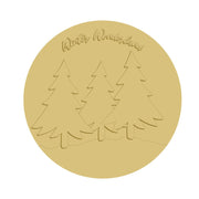 3D Round MDF Cutout Winter Wonderland Three Pine Trees On Snow - Unfinished For DIY