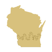 3D Wisconsin MDF Cutout Wisconsin With Trees - Unfinished For DIY