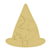 3D Round MDF Cutout Witch Hat  - Unfinished For DIY