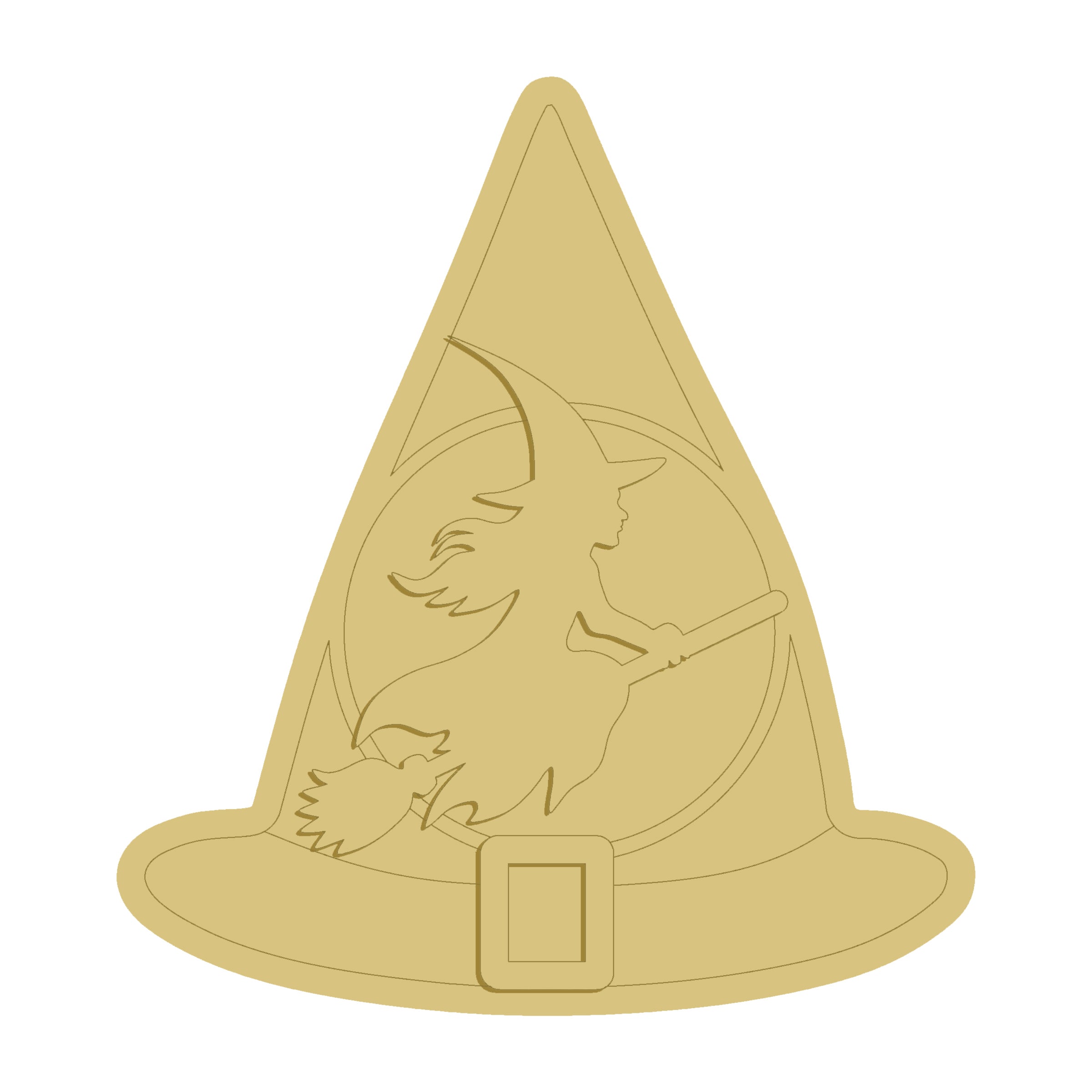 3D Round MDF Cutout Witch Hat  - Unfinished For DIY