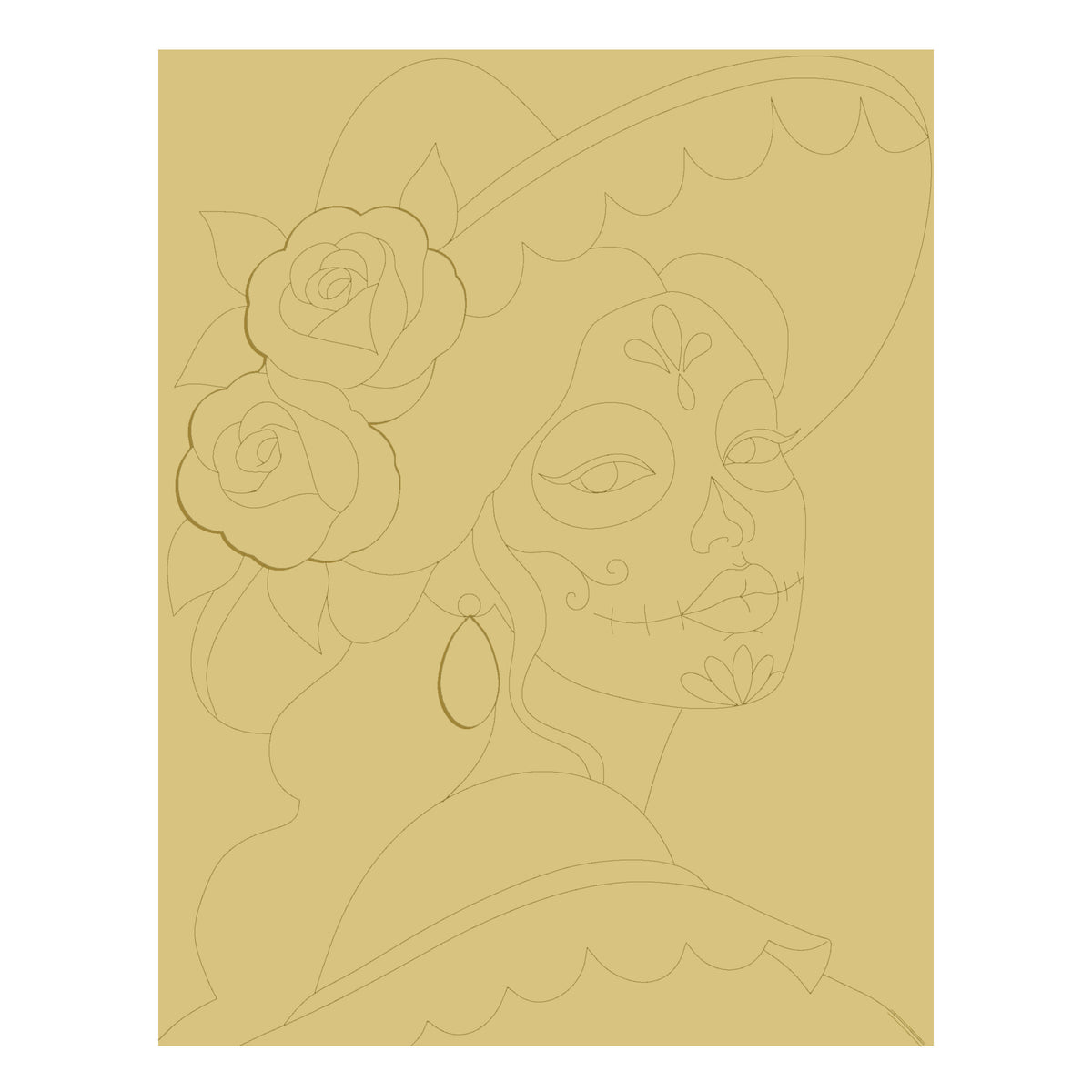 3D Day Of The Dead Woman  MDF Cutout  - Unfinished For DIY