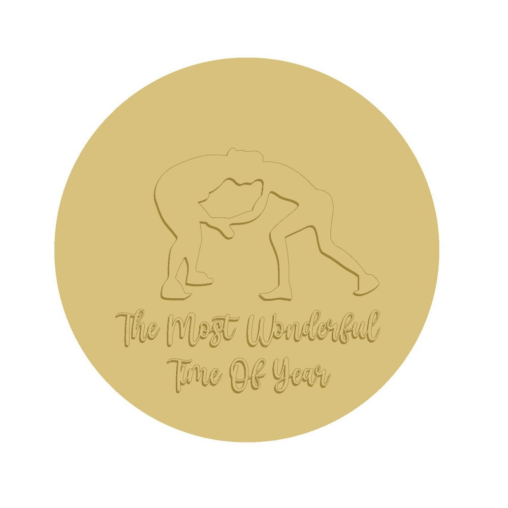 3D Round MDF Cutout The Most Wonderful Time Of Year Wrestling - Unfinished For DIY