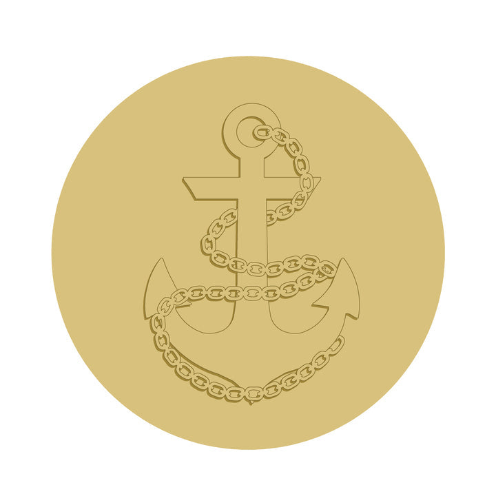 Design By Line Round MDF Cutout Anchor With Chain - Unfinished For DIY