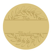 3D Round MDF Cutout The Family With Leaf Border - Unfinished For DIY