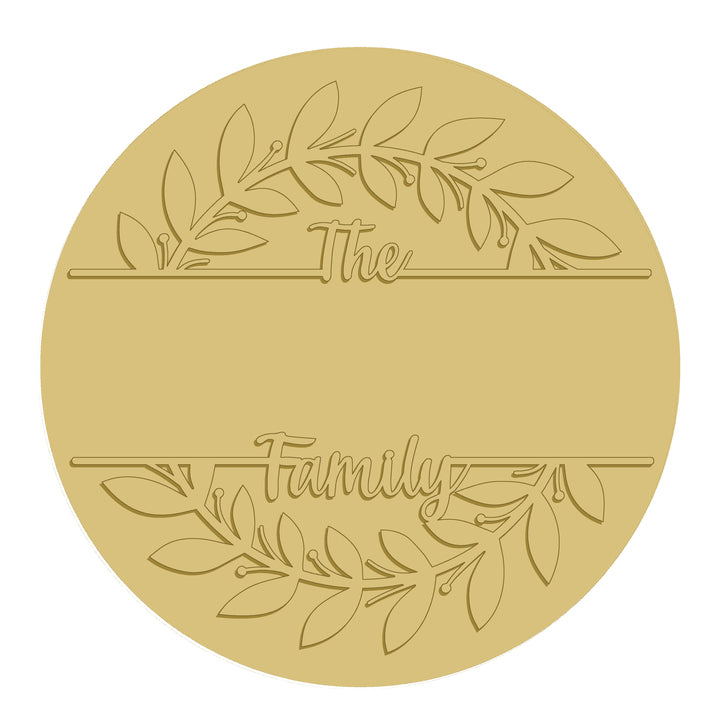 3D Round MDF Cutout The Family With Leaf Border - Unfinished For DIY