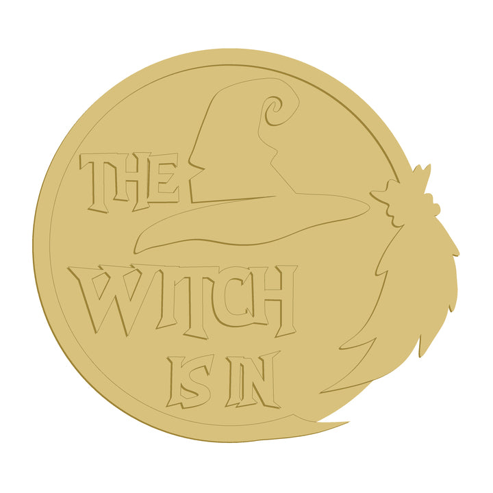 3D Round MDF Cutout The Witch Is In Style 2 - Unfinished For DIY