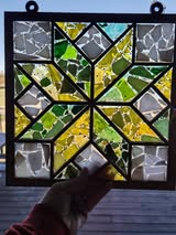 Faux Stained Glass Laser Cut Barn Quilt Square MDF Cutout Geometric Starburst Quilt Block - Unfinished For DIY