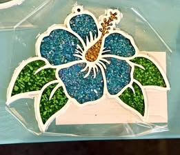 Faux Stained Glass Laser Cut MDF Cutout Hibiscus Flower Silhouette - Unfinished For DIY