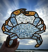 Faux Stained Glass Laser Cut MDF Cutout Crab Silhouette - Unfinished For DIY