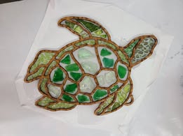 Faux Stained Glass Laser Cut Sea Turtle MDF Cutout Mosaic Shell Pattern - Unfinished For DIY